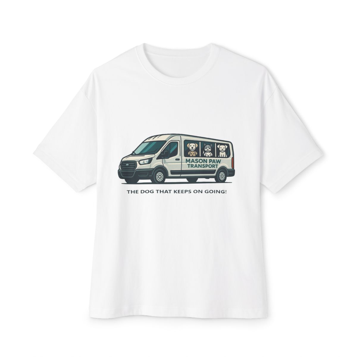 Mason Paw Transport graphic tee with the van design